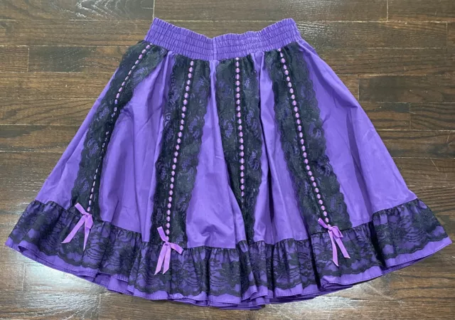 Square Up Fashions Square Dance Skirt Style 406 Sz P Purple w/ Lace Goth Grunge