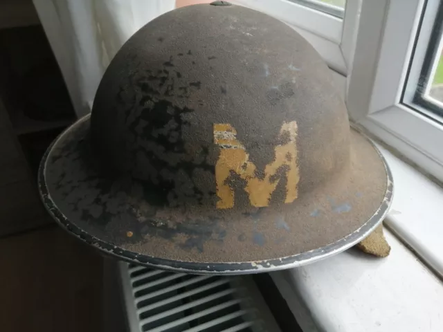 WW2 Cilvil Defence Messenger Helmet with Liner ( M markings front & back).