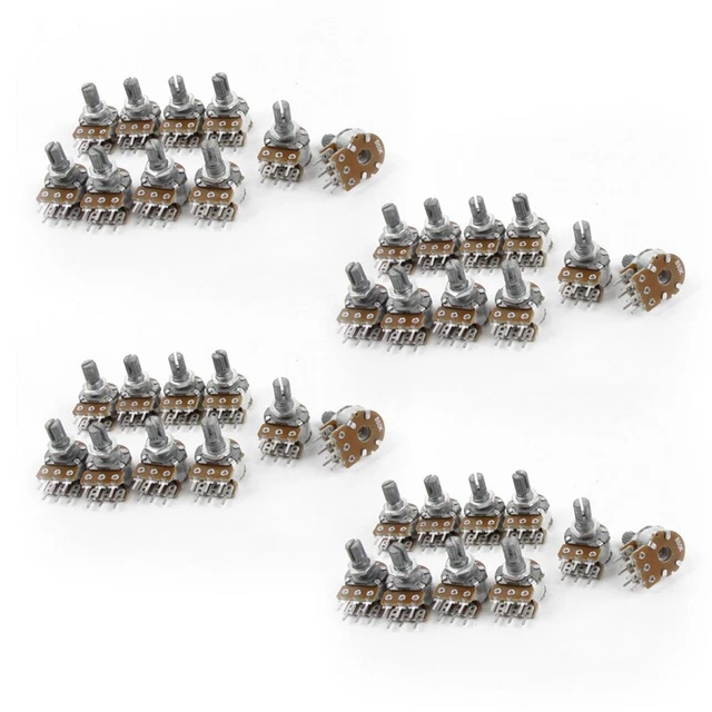 40PCS Top Adjustment Linear Dual Knurled Shaft Potentiometer 50K Ohm B50K B9X4