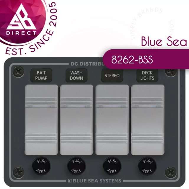 Blue Sea Systems 8262 4-Position Water Resistant Horizontal Panel│12-24V DC│45A