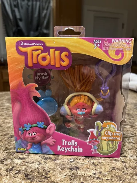 New SEALED Trolls Keychain Set DJ Suki New Bug Brush Dreamworks Key Bag Dangler