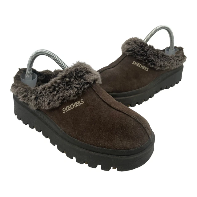 Sketchers Y2K 45703 Faux Fur Mules Jammer Fortress Slide Clogs Shoes Women's 10