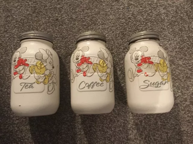 disney mickey mouse ceramic tea, coffee and sugar jars