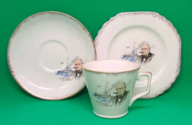 Nelson Ware Trio Cup Saucer & Side Plate Sir Winston Churchill Military #2