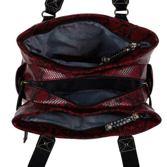SAMANTHA BROWN Red/Black Embossed Metro Tote  NWT 2