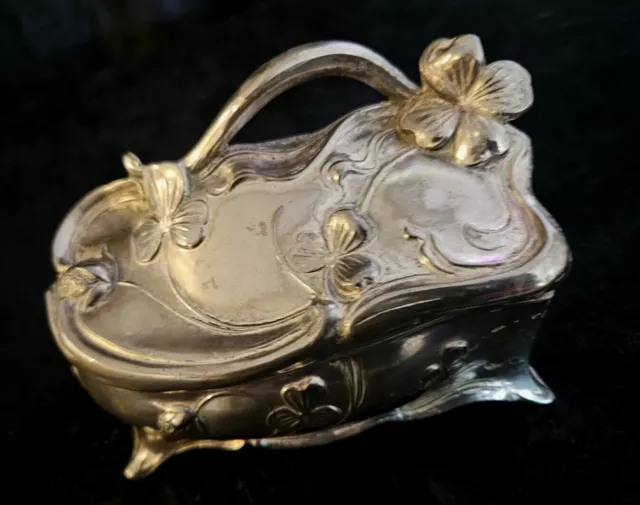 Metal CASKET ANTIQUE JEWELLERY Box Art Nouveau ORIGINAL EARLY 1900s 2