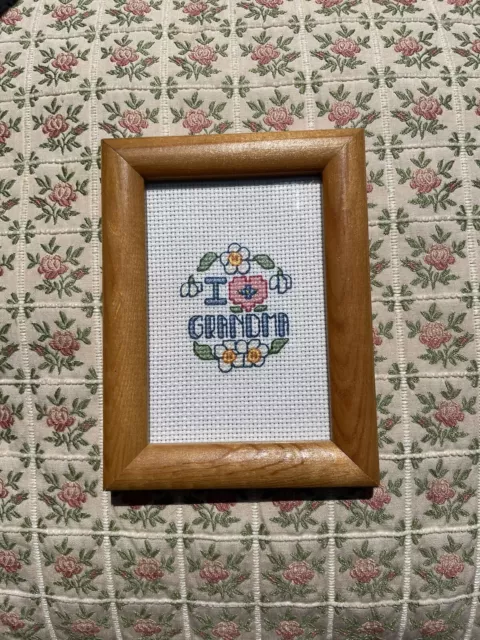 Punto de cruz vintage ""I love abuela"", aguja, núcleo de cabaña, abuela