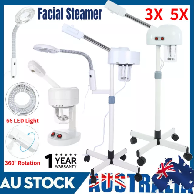 3 IN 1 Floor Facial Steamer W/ 5X Magnifying Lamp Beauty Spa Salon Ozone Machine