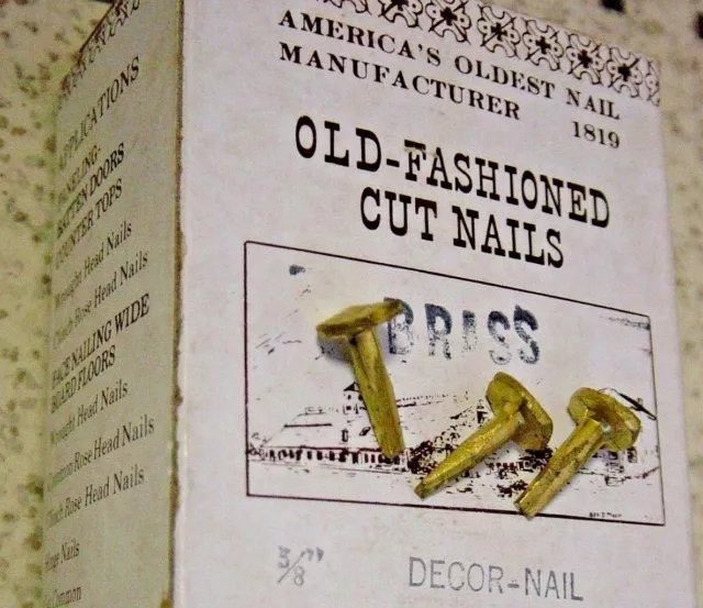 Antique Furniture Restoration Tremont Trunk 20 Pc Lot 5/8" Brass Decor Cut Nails