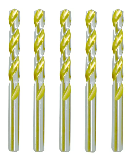 HSS Drill Bit 21/64 In. Jobber Twist Steel Metal Drill Titanium Gold Flute-5Pcs