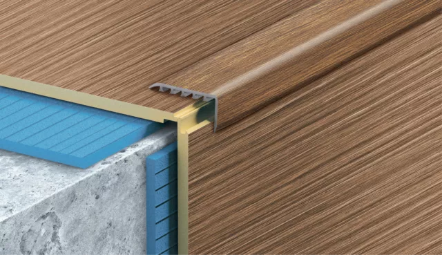 Cezar Threshold Angle Stair Profile, 1-3/4" W x 7/8" H x 2-9/10' (34.8") L, PVC