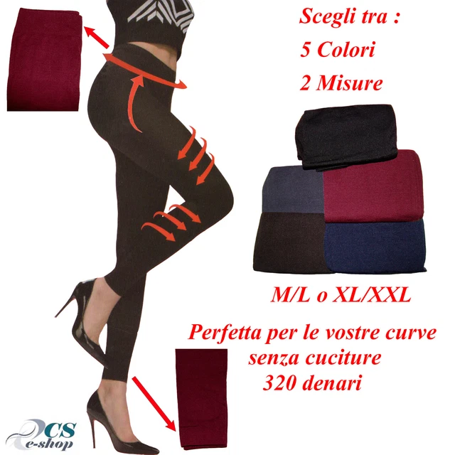 Leggings Fuseaux Donna M/L XL/XXL Nero Bordeaux blu grigio inverno aderenti