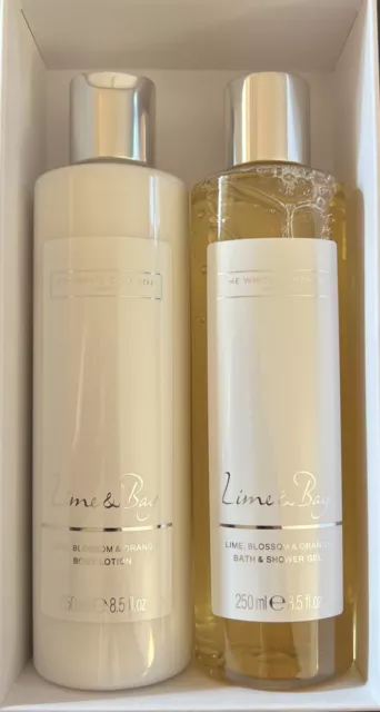 The White Company Lime & Bay Bath & Body Gift Set Body Wash & Body Lotion Set