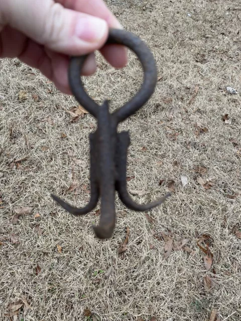 Antique Primitive 4 Prong Blacksmith Hand Forged Grappling Hook Meat Well Trap
