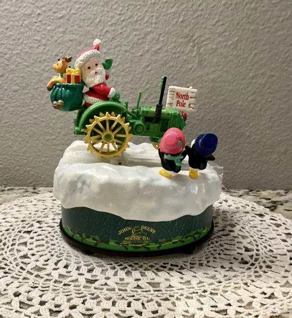 John Deere Masterpiece Enesco  Santa Claus Tractor Holiday Music Box  NEW In Box