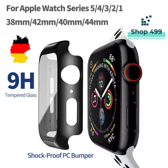 Schutzhülle Apple Watch iWatch 1 2 3 4 5 6 7 Cover Case Hülle Display Hartglas