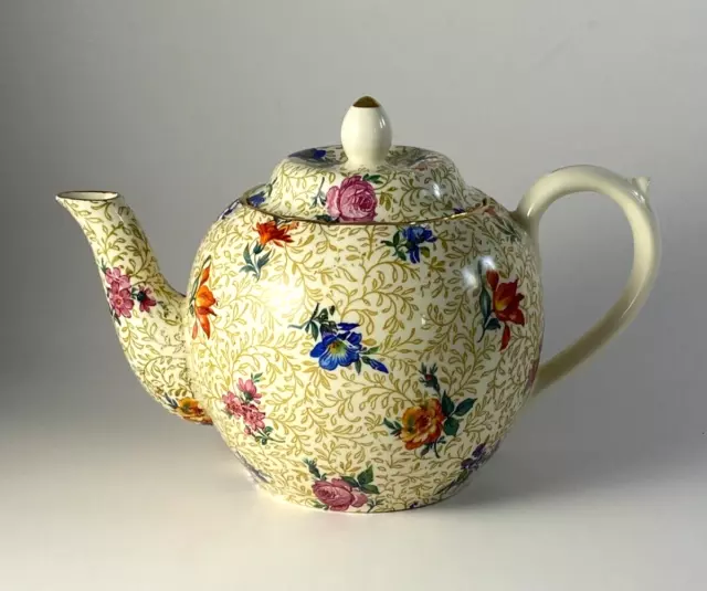 Golden Glow Cheery Chintz Teapot Vintage Erphila Made in Germany