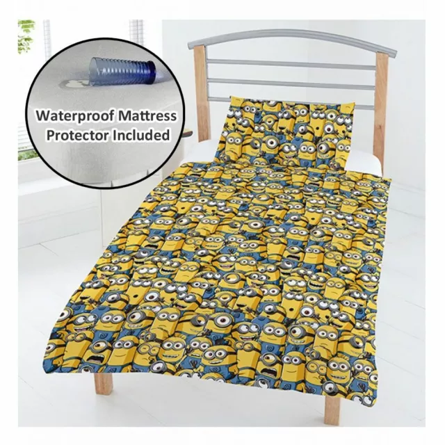 Despicable Me Minions Housse de Couette Junior + Protection Matelas Etanche Kids