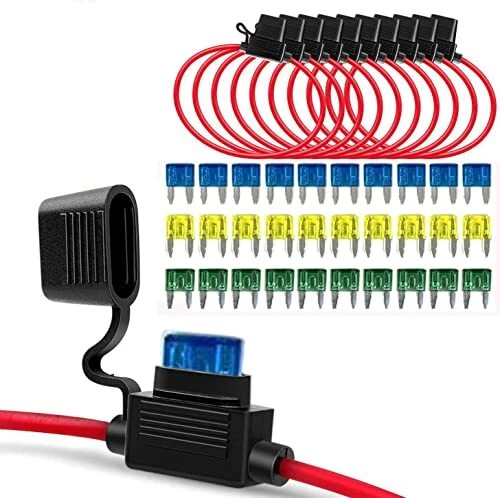GTIWUNG 10Pcs 12AWG Porte Fusibles Petit Lame Enfichable Etanche avec Fil 32V...