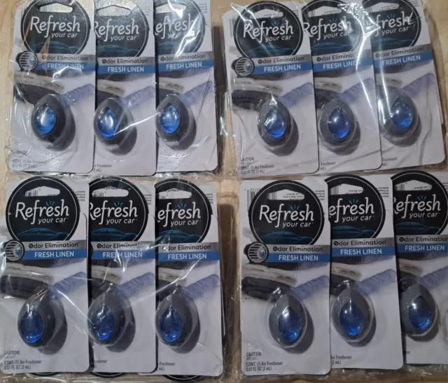 24 Pack Refresh Your Car Air Freshener: Fresh Linen Scent W/Vent Clip LOW PRICE!
