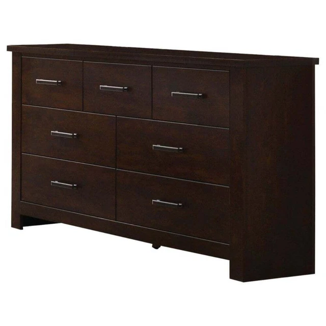 Wooden Dresser with Seven Spacious Drawers, Mahogany Brown Brown 7-drawer