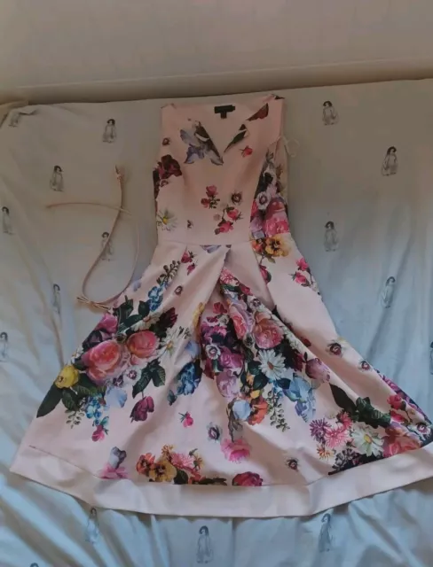 TED BAKER FLOWER Fairy Dress UK 14 4 Party Wedding FLORAL Ivory Nude Grey 49.95 PicClick UK
