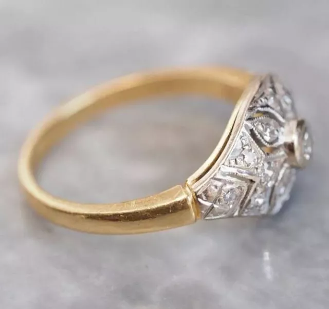 Art Deco Style Simulated Diamond Two-Tone Victorian Engagement Ring 925 Silver 2