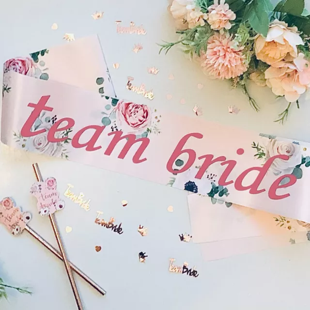 Hen Party Sashes Team Bride Classy Floral Rose Gold Night Do Accessories Sash