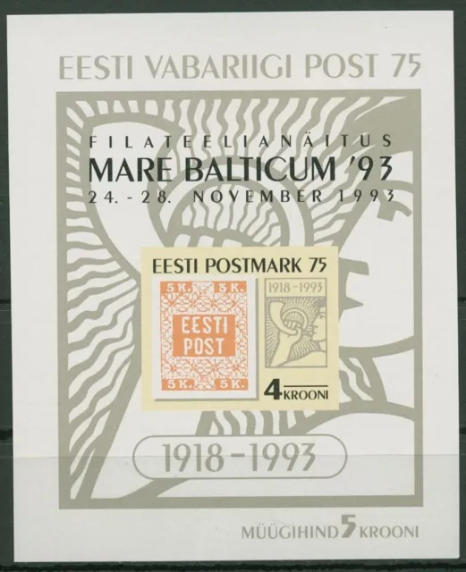 Estland 1993 Briefmarkenausstellung MARE BALTICUM Block 6 postfrisch (C90202)