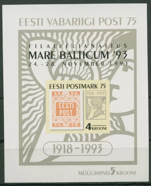 Estland 1993 Briefmarkenausstellung MARE BALTICUM Block 6 postfrisch (C90202)