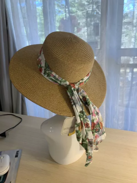 San Diego Hat Company Women Natural Sunny Days Straw Hat Floral  Band One Size