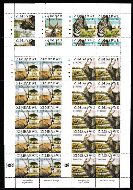 Zimbabwe 2007 SAPOA National Animals in Sheets of 10, MNH