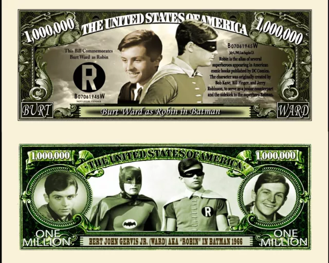 ROBIN BILLET MILLION DOLLAR US Burt WARD serie BATMAN Super Heros Comics DC 1966