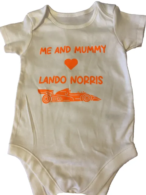 Me And Mummy Heart Lando Norris Formula One baby vests  Gift Clothes 9-12 Months