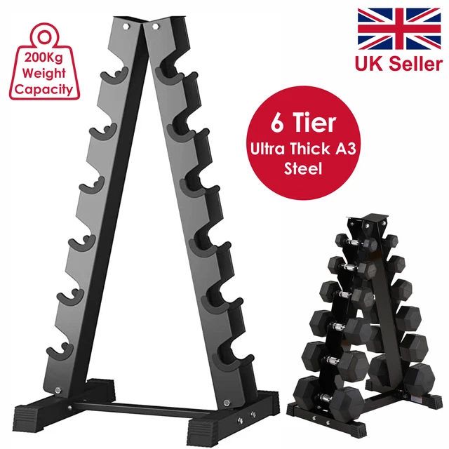 5 Tier Dumbbell Rack Storage black Stand Tree Hex Vertical Weight Wide Home Gym fitnes