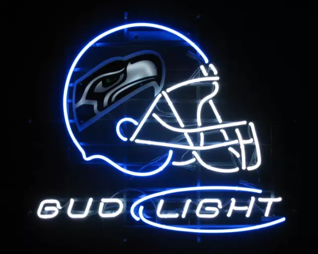 Seattle Seahawks Logo Light Helmet 20"x16" Neon Sign Bar Lamp Beer Light Night
