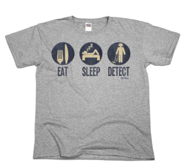 Eat Sleep DETECT Mens Funny Organic T-Shirt Dig Metal Detector Treasure Top Tee