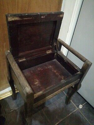 VINTAGE ANTIQUE PIANO STOOL SEAT WITH STORAGE FOR MUSIC 19" W x 14"D x 24" H 3