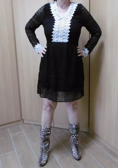 Robe Moulante Noir Dentelle - Taille 38/40 - Marque Rainbow - Parfaite Pour Le Printemps/été