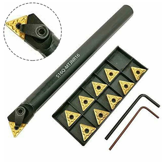 Porte-outil De Tournage S16Q-SCLCR09 Avec 10 Inserts CCMT09T304 - Tige 16 Mm, Pour Tour CNC, Usinage Métal