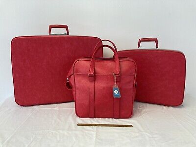 VTG 1960's Samsonite Fashionaire Hot Pink Luggage 2 Suitcases & Hand Bag MCM