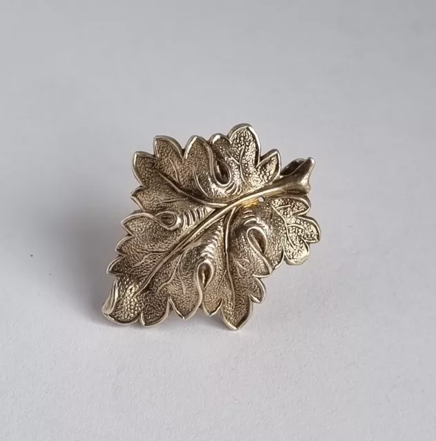 Antique 1899 - 1937 Danish Hans Jensen Gilded Silver 830s Leaf Brooch