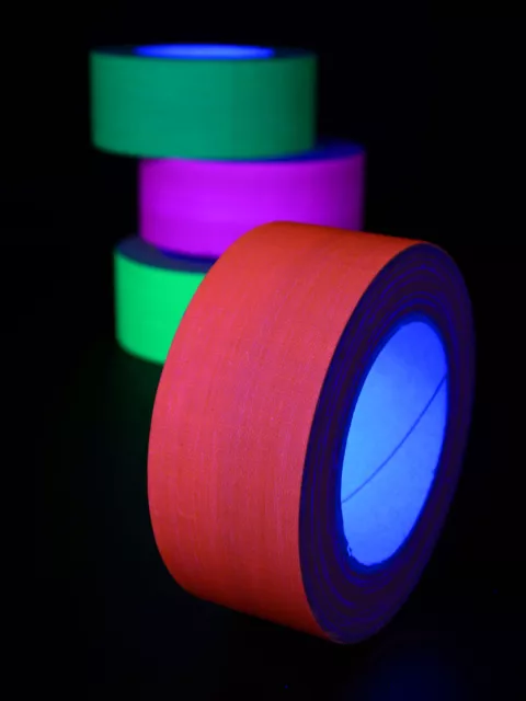 25m 50mm Schwarzlicht Neon Klebeband Rolle Fluo Goa Blacklight