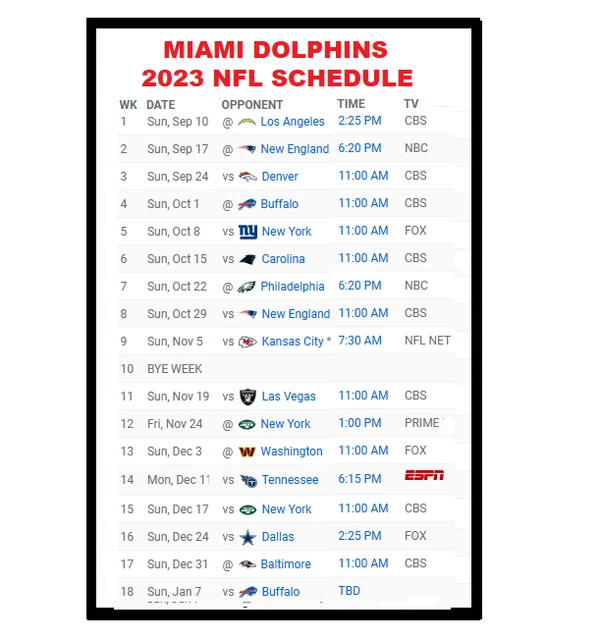 NEW 2023 MIAMI Dolphins NFL Football Schedule Fridge 4.49