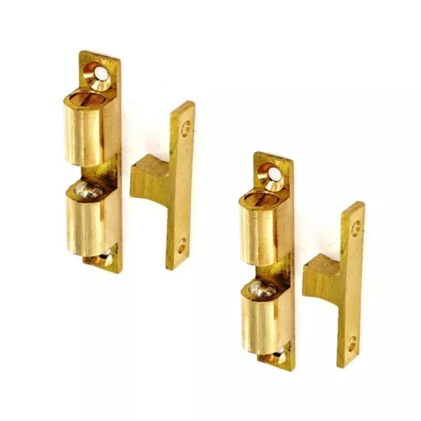 Double Ball Catch Brass PAIR Cabinet Cupboard Door Roller Latch 43mm x 8mm