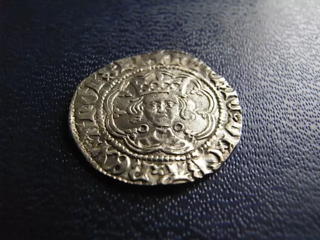 Henry VI Halfgroat 1422-60 Calais mint S.1840 Plain Cross mintmark VF cleaned 3