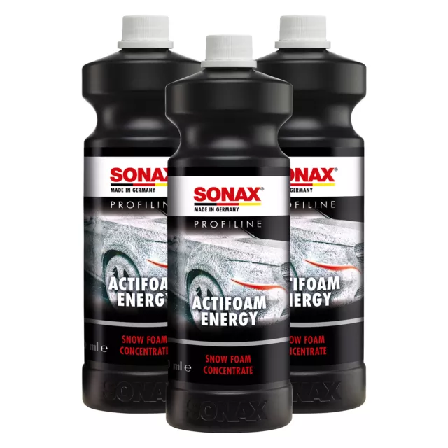 Sonax 3x 1 Litre Profiline Actifoam Énergie Shampoing Concentré Snow Mousse Du