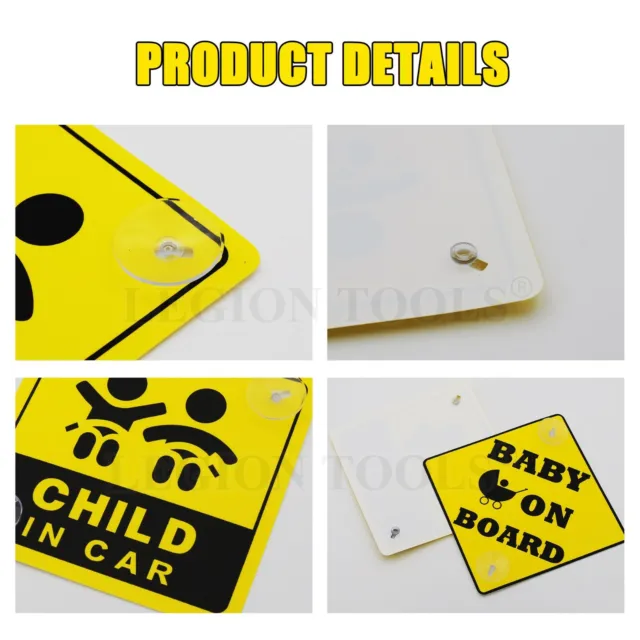 Baby On Board Sticker Safety Warning Sign Child In Car Window Decal Suction Cups 3