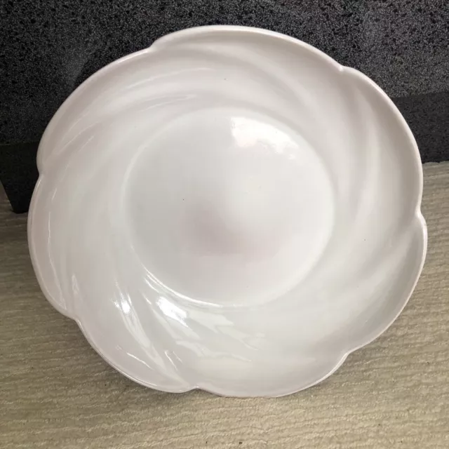 Frankoma #218 MCM White Pottery Serving Dish Bowl Scalloped Rim 10.75" x 2.5"
