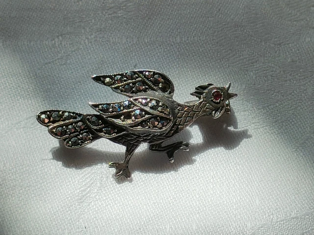 Broche Vintage Coq Chanteclerc En émail Vernissé - Ancienne, Référence 5870, Parfait état, Fabriquée En France